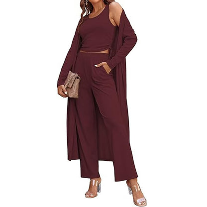 Women's 3 Piece Casual Knit Cardigan Set.