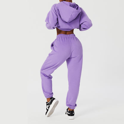 Women's Hooded Loose Sport Casual Sweater Set .