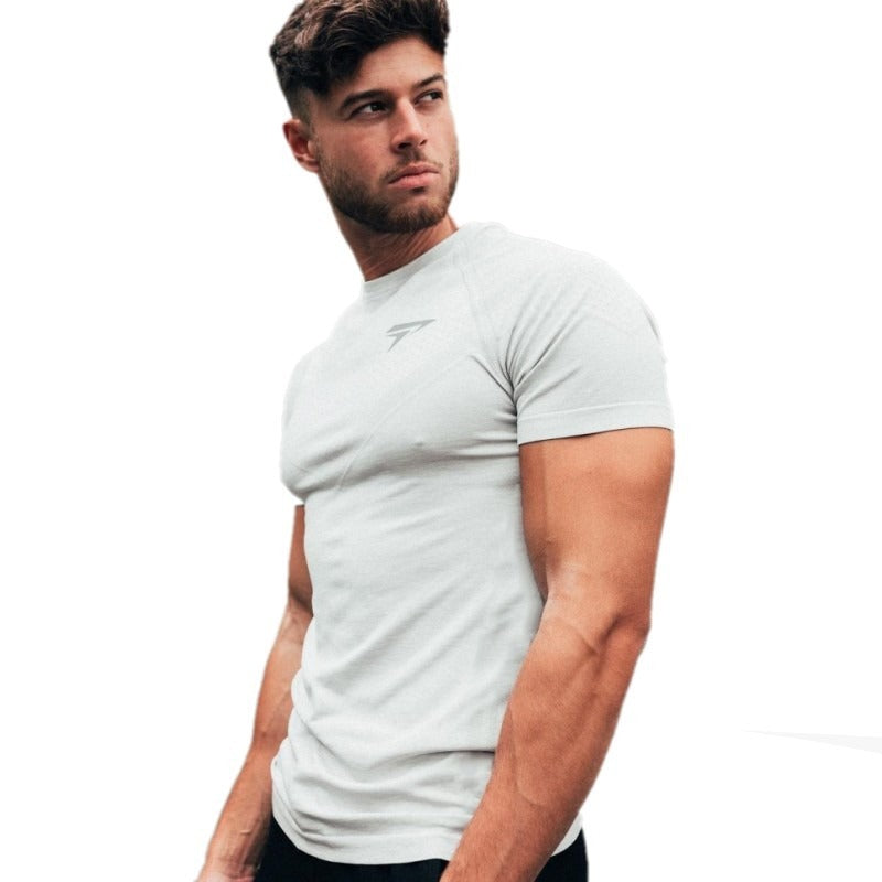 Mens Running Sports Slim Fit Short Sleeve Quick Drying Clothes Milk Silk Quick Drying Training T shirt