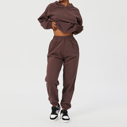 Women's Hooded Loose Sport Casual Sweater Set .