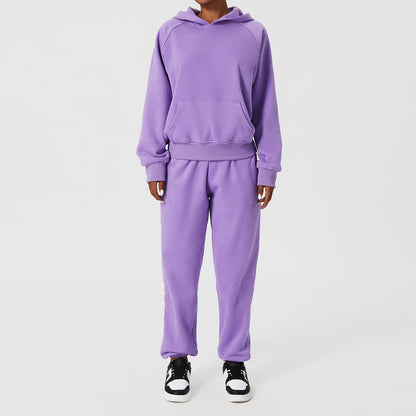 Women's Hooded Loose Sport Casual Sweater Set .