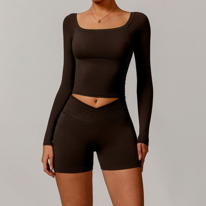 Women’s Off-Shoulder Long Sleeve Yoga Dress – Stylish & Sporty Fit