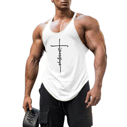 Pure cotton bodybuilding and fitness vest muscle men's sports deep