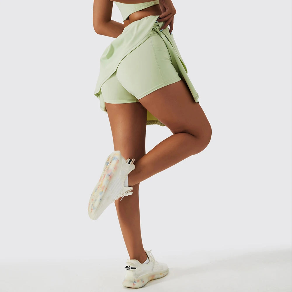 Spring Nude Feeling Tennis Skirt Fitness Badminton