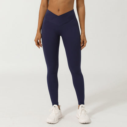 V-Waist Yoga Pants – High-Waist Peach Lift Leggings for Workout & Fitness