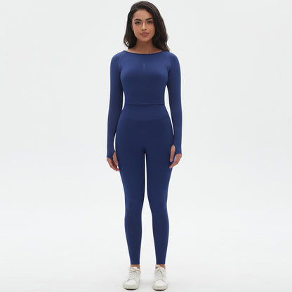 Seamless Knitted Solid Color Tight High Elasticity Yoga Suit Set
