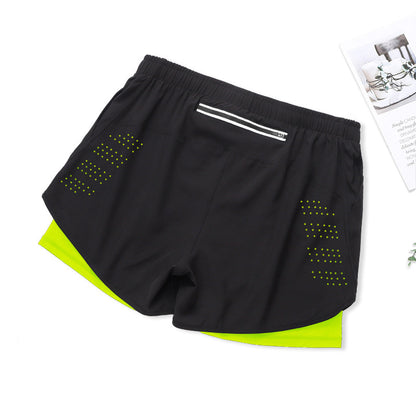 Fake Two Piece Double Layer Sports Shorts