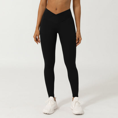 V-Waist Yoga Pants – High-Waist Peach Lift Leggings for Workout & Fitness