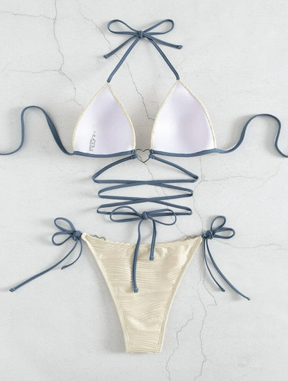 Sexy Hard Cup Bikini – Heart Detail & Adjustable Drawstring Straps