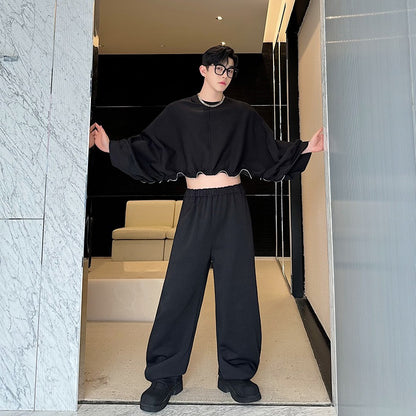 Adjustable short long sleeved sweatshirt set with fashionable design for both men and women