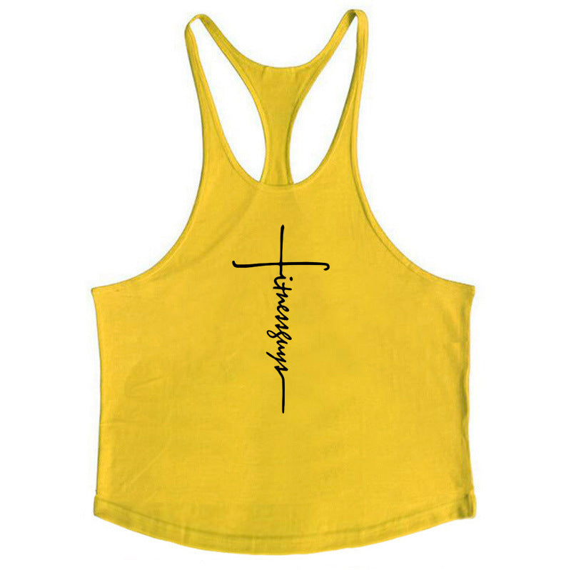 Pure cotton bodybuilding and fitness vest muscle men's sports deep
