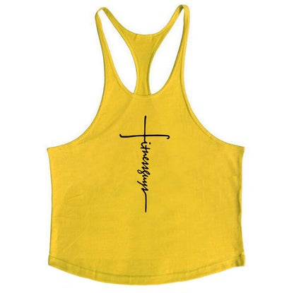 Pure cotton bodybuilding and fitness vest muscle men's sports deep