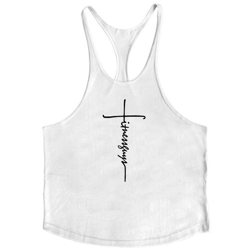 Pure cotton bodybuilding and fitness vest muscle men's sports deep