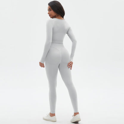 Seamless Knitted Solid Color Tight High Elasticity Yoga Suit Set