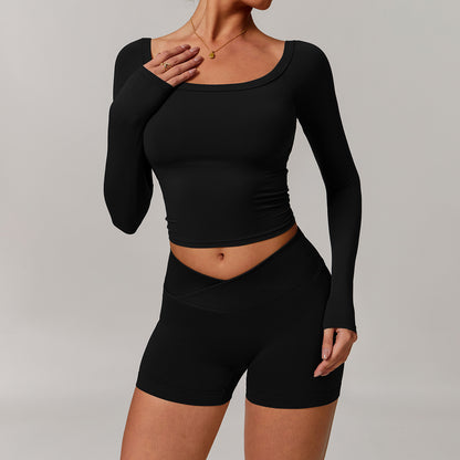 Women’s Off-Shoulder Long Sleeve Yoga Dress – Stylish & Sporty Fit