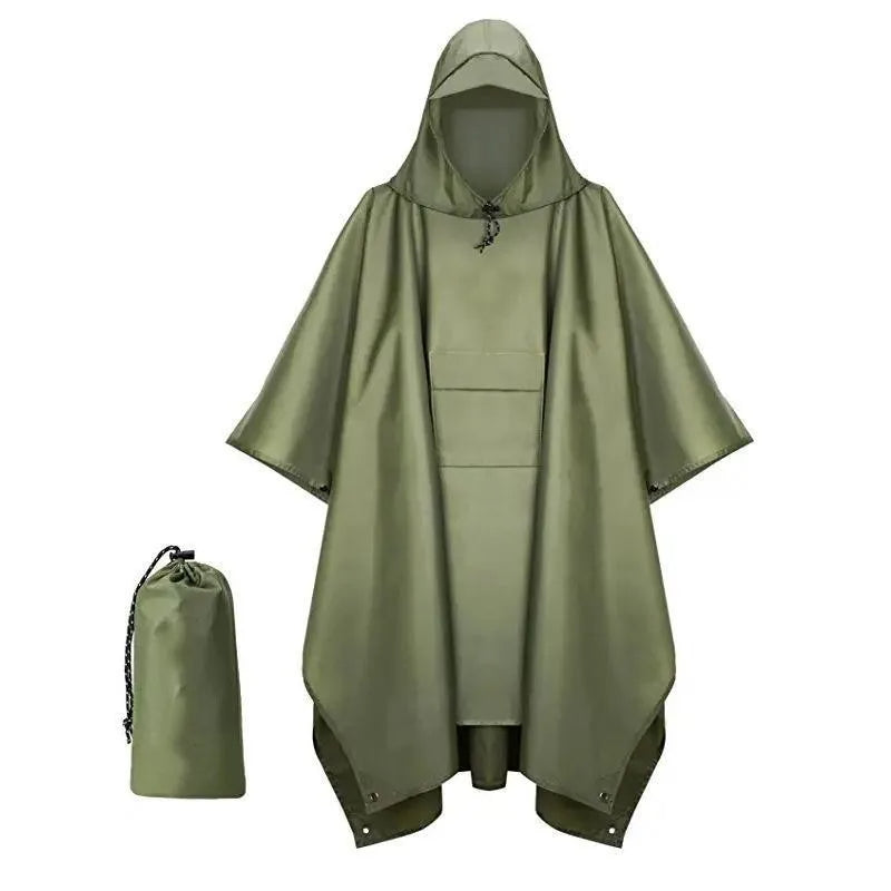 3 In 1 Outdoor  Hooded Sleeve Waterproof Rain Poncho Motorcycle Rain Cover Camping Hiking Travel Rainwear Tent