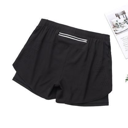 Fake Two Piece Double Layer Sports Shorts
