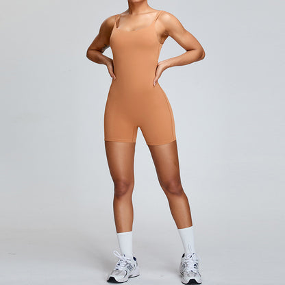 European and American new spring/summer nude yoga camisole jumpsuit women's high-intensity dance fitness jumpsuit