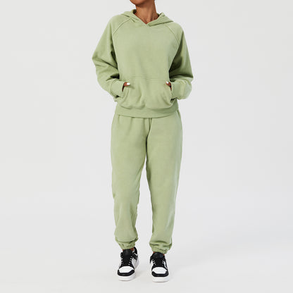 Women's Hooded Loose Sport Casual Sweater Set .