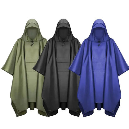 3 In 1 Outdoor  Hooded Sleeve Waterproof Rain Poncho Motorcycle Rain Cover Camping Hiking Travel Rainwear Tent