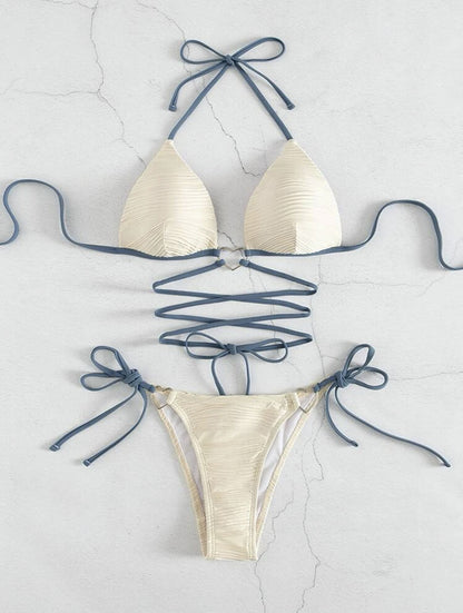 Sexy Hard Cup Bikini – Heart Detail & Adjustable Drawstring Straps