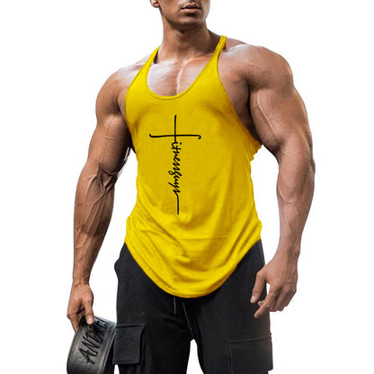 Pure cotton bodybuilding and fitness vest muscle men's sports deep