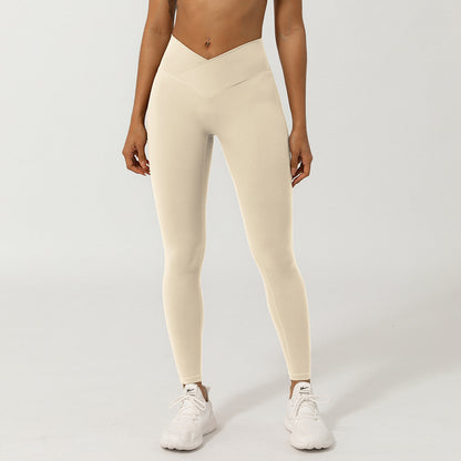 V-Waist Yoga Pants – High-Waist Peach Lift Leggings for Workout & Fitness