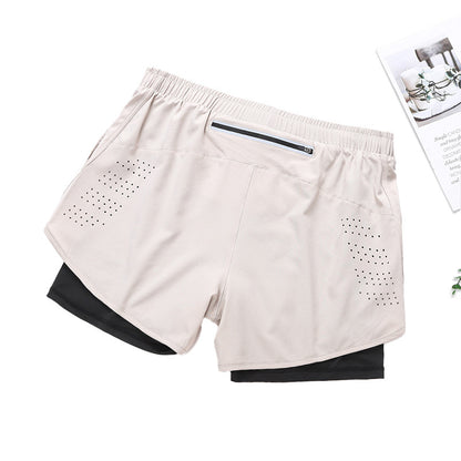 Fake Two Piece Double Layer Sports Shorts