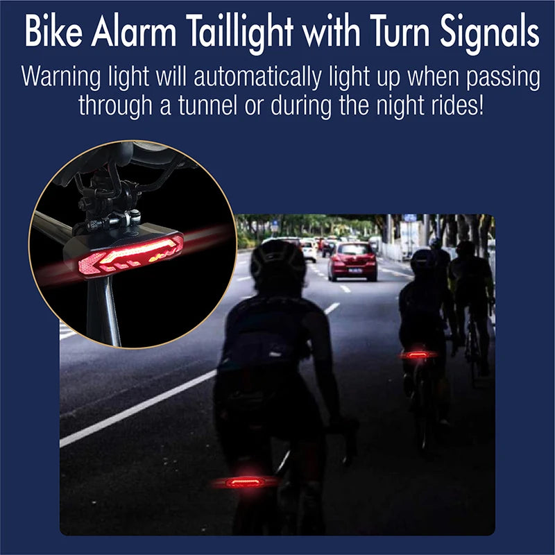 Bike Alarm Tail Light with Turn Signals Multifunctional Waterproof USB Rechargeable  Electric Bell Bicycle Lamp Bike Rear Light