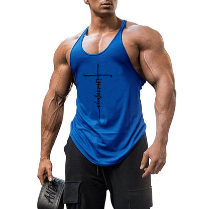 Pure cotton bodybuilding and fitness vest muscle men's sports deep