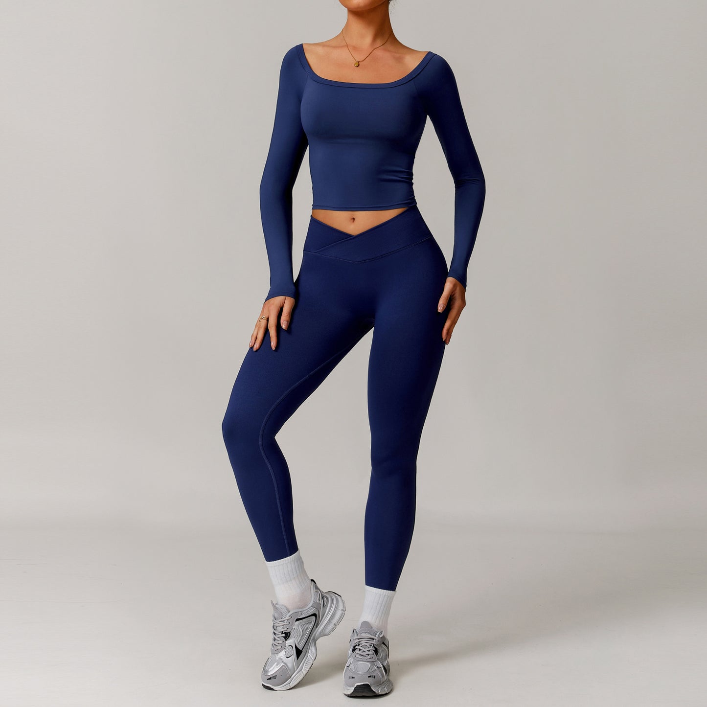 Women’s Off-Shoulder Long Sleeve Yoga Dress – Stylish & Sporty Fit