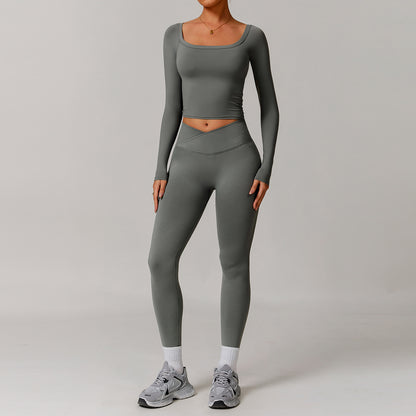 Women’s Off-Shoulder Long Sleeve Yoga Dress – Stylish & Sporty Fit